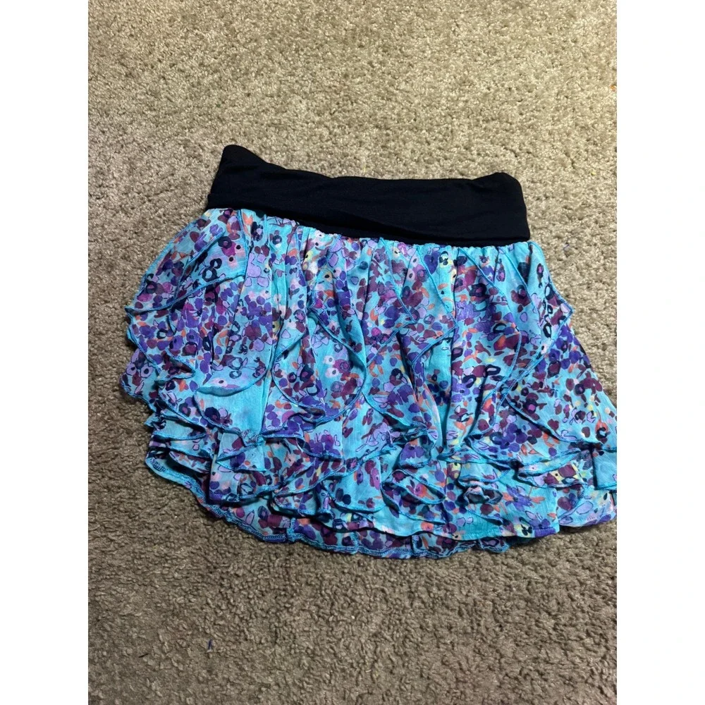 Rachael & Chloe Y2K Tiered Ruffle Mini Skirt Blue Purple Floral Leopard Junior L